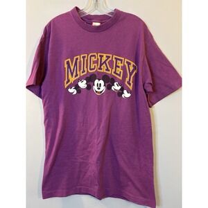 VTG DISNEY DESIGNS Pink Long Mickey Short Sleeve‎ T Shirt L/XL Single Stitch